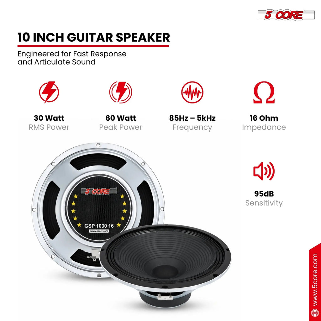5 Core 10 Inch Guitar Speaker 60W Replacement 16 Ohm Amplifier Driver - HONORABLE VETERANS SOLUTIONS