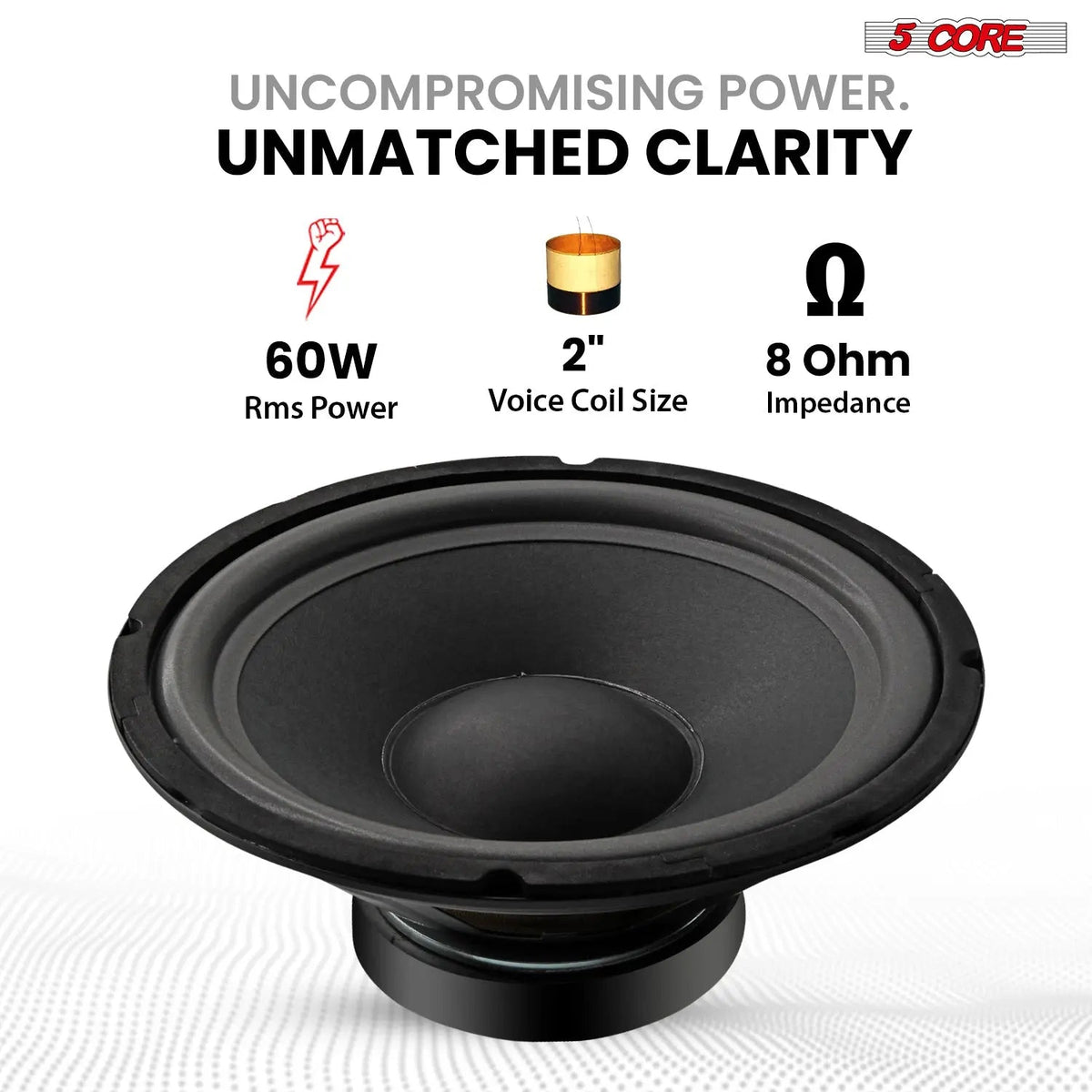 5 Core 10 Inch Guitar Speaker Replacement 600W 8 Ohm Low Distortion for Electric Guitar Amp Cabinet - HONORABLE VETERANS SOLUTIONS