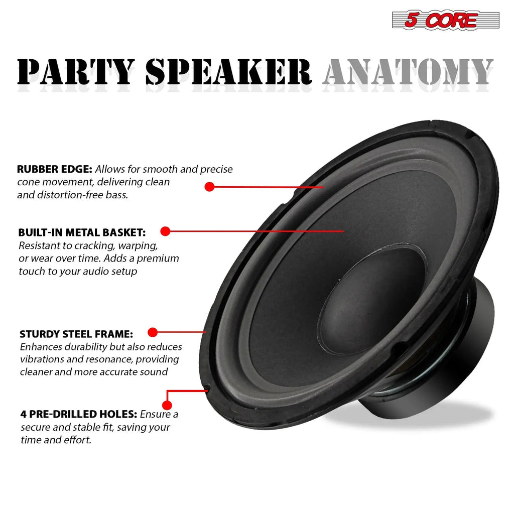 5 Core 10 Inch Guitar Speaker Replacement 600W 8 Ohm Low Distortion for Electric Guitar Amp Cabinet - HONORABLE VETERANS SOLUTIONS