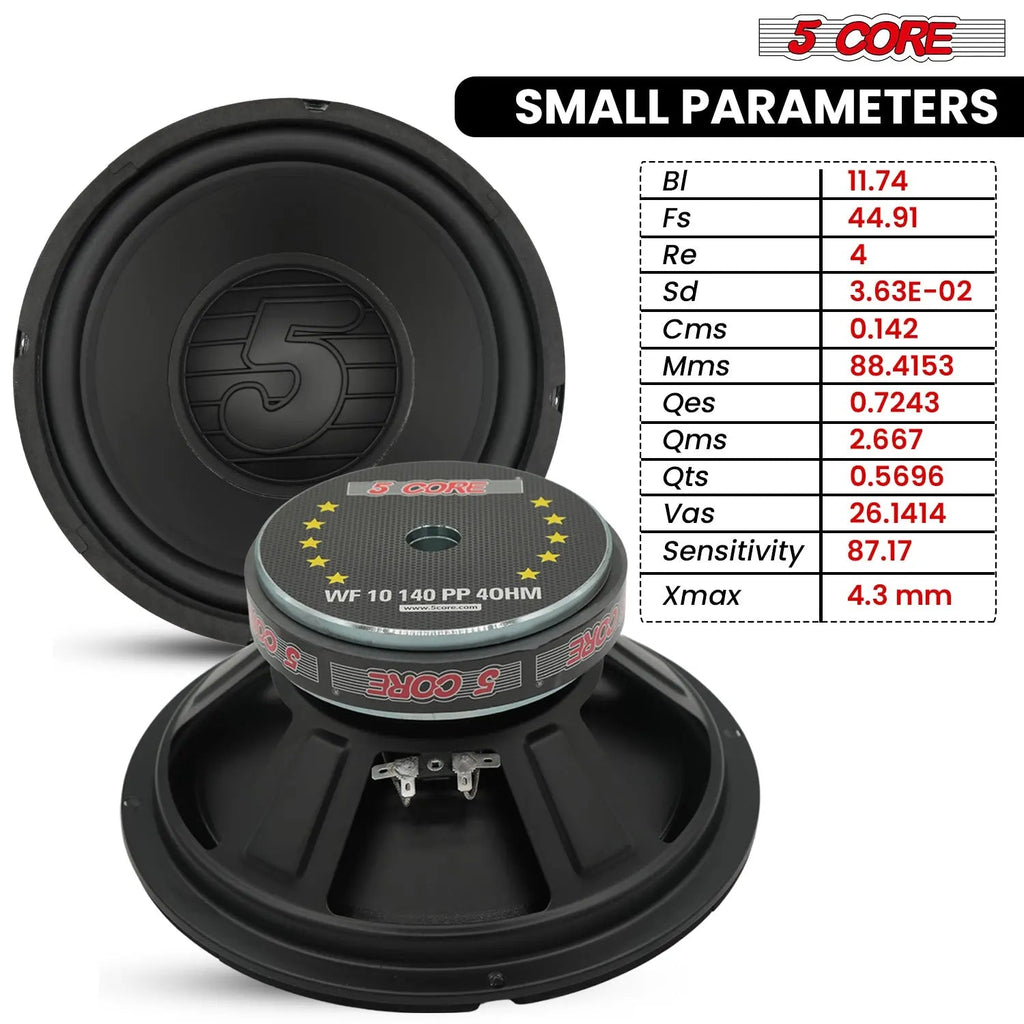 5 Core 10" Subwoofer Pair 1500W Car Woofer 4 Ohm Replacement Deep Bass Sub Loud Speaker for Vehicle - HONORABLE VETERANS SOLUTIONS