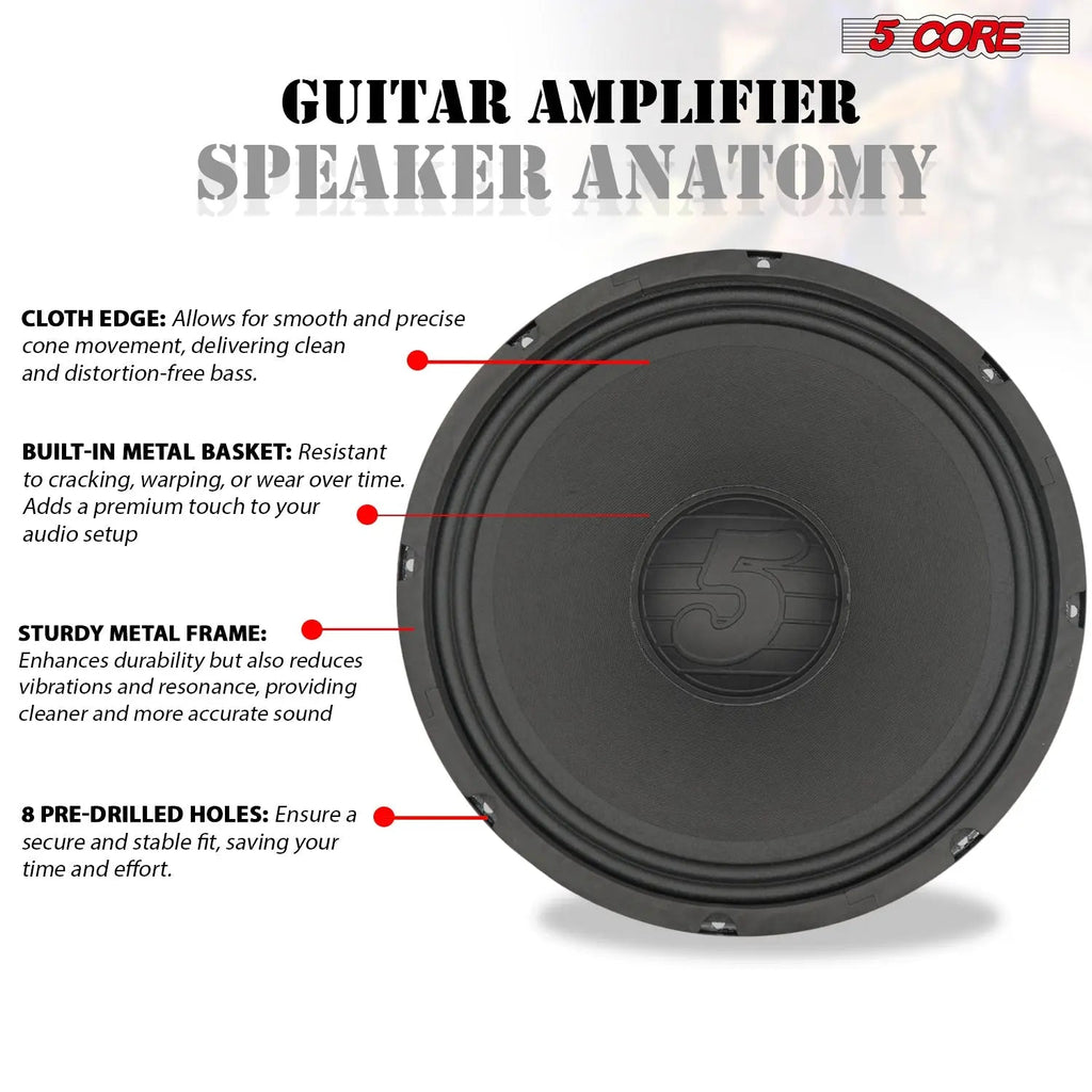 5 Core 12 Inch Guitar Speaker 200W 8 Ohm Amp Cabinet Replacement Amplifier Woofer - HONORABLE VETERANS SOLUTIONS