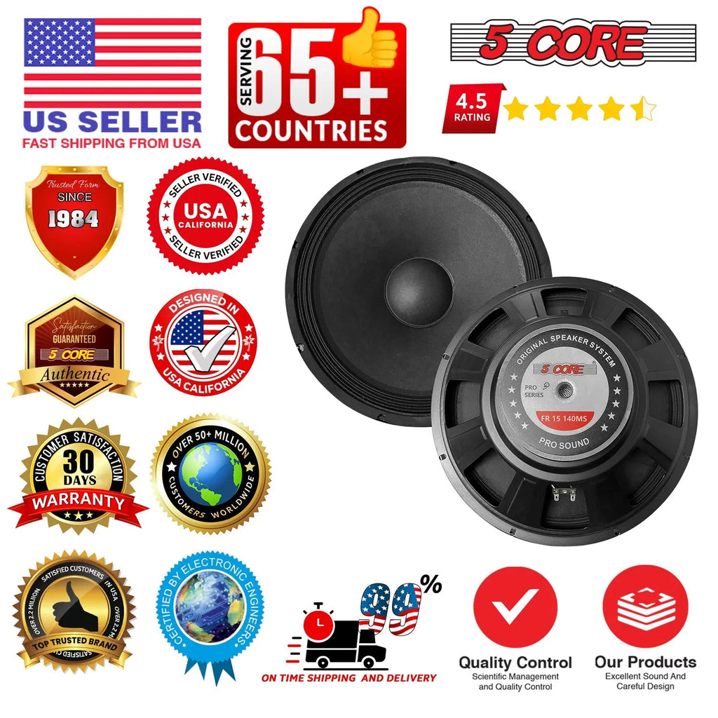 5 Core 15 Inch Guitar Speaker Replacement 2000W 8 Ohm Low Distortion for Electric Guitar Amp Cabinet - HONORABLE VETERANS SOLUTIONS