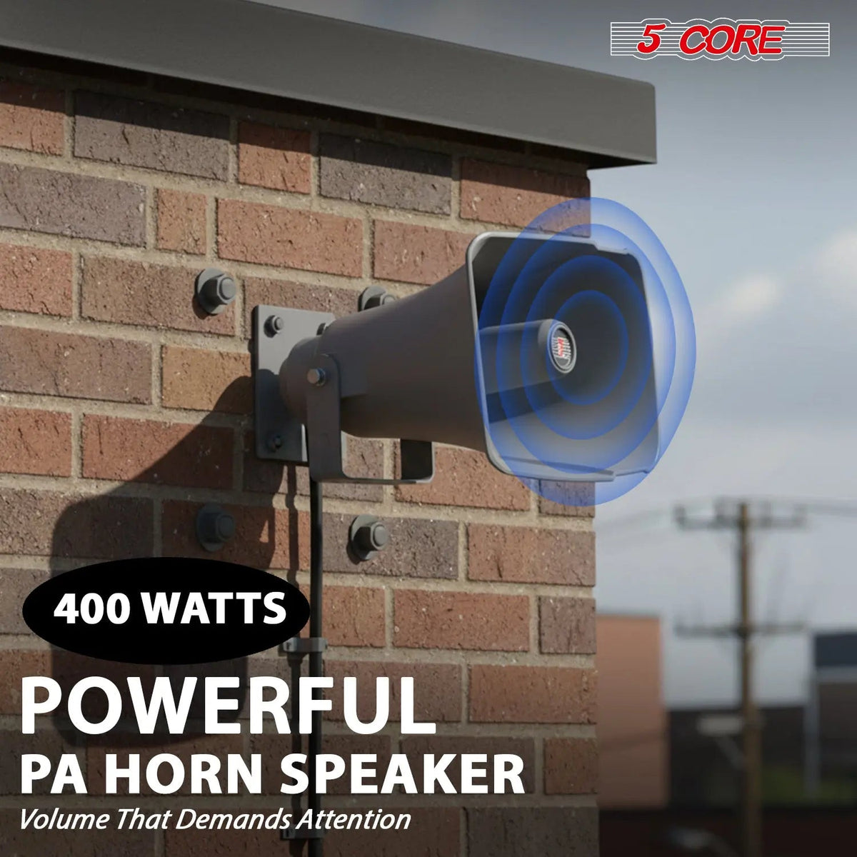 5 Core 16 Inch PA Horn 400W Loud Speaker Bull Horn Loud Audio 10Ohm All Weather Indoor Outdoor Use - HONORABLE VETERANS SOLUTIONS