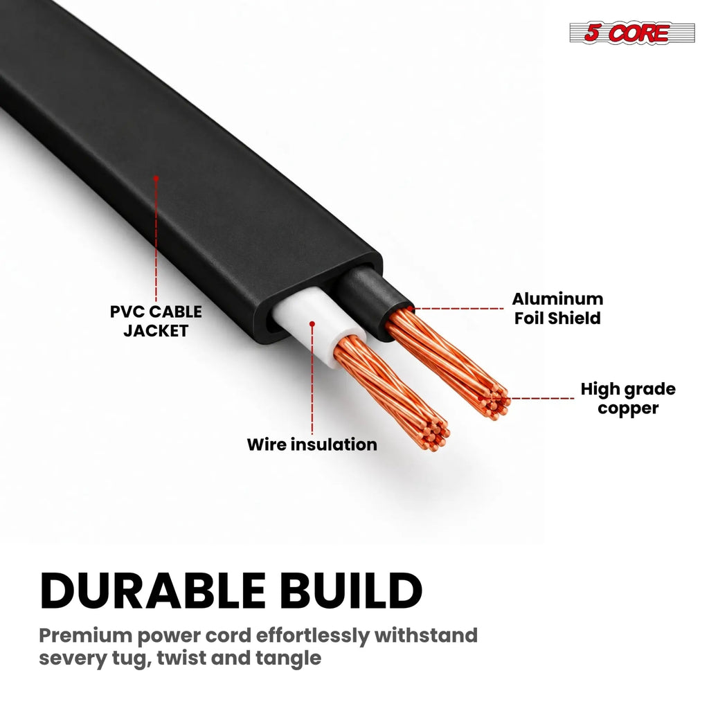 5 Core 2 Prong AC Power Cord 12Ft Replacement TV PlayStation PS4 PS5 Cable Speaker Monitor Xbox - HONORABLE VETERANS SOLUTIONS