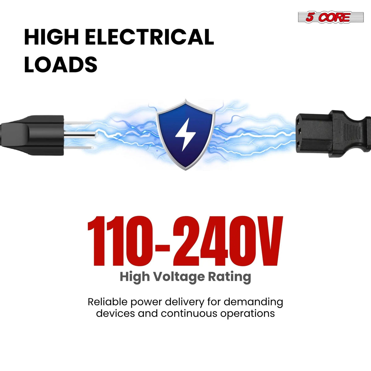 5 Core 3 Prong AC Laptop Notebook Power Cord 10Ft Universal Replacement Computer Cable - HONORABLE VETERANS SOLUTIONS
