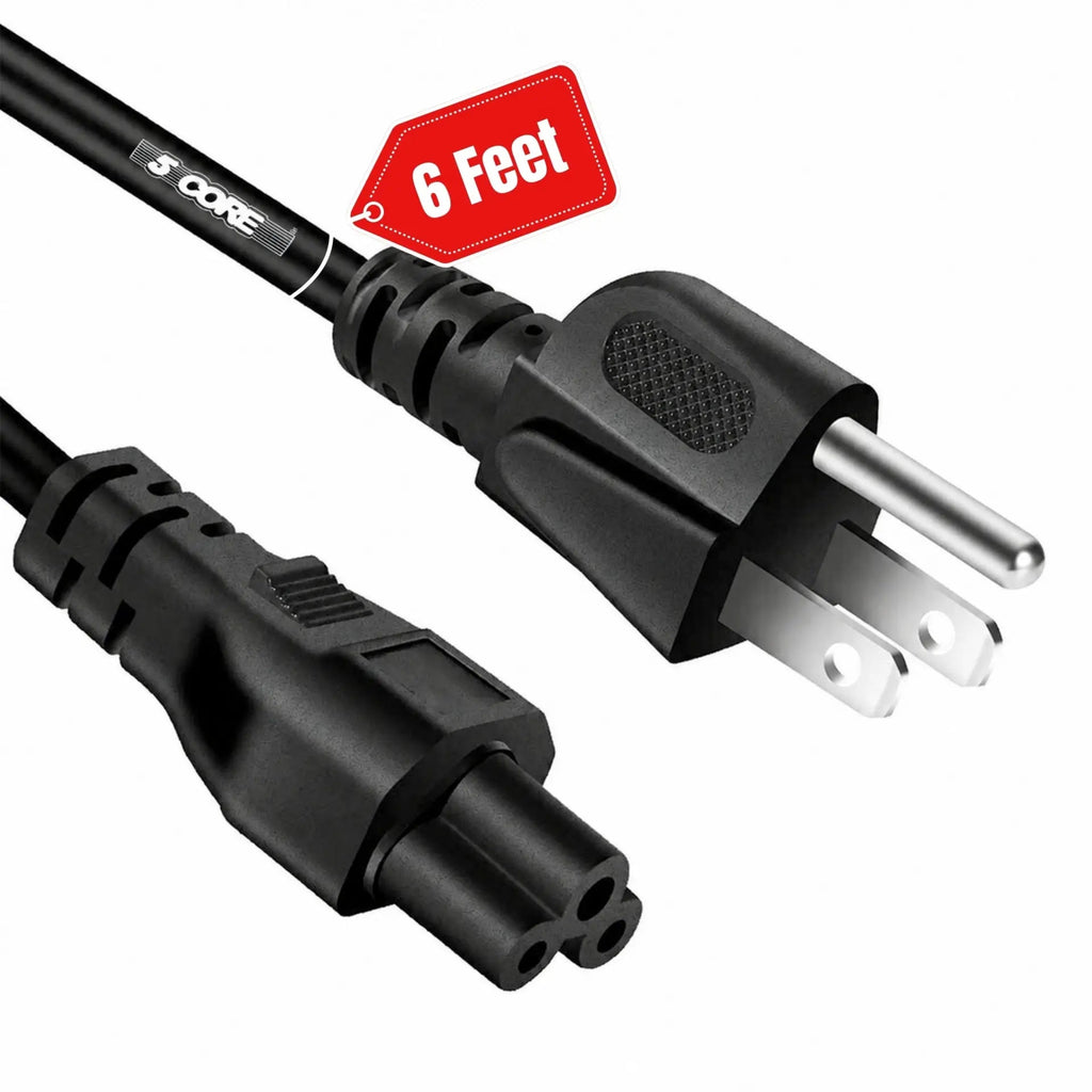 5 Core 3 Prong AC Laptop Notebook Power Cord 6Ft Universal Replacement Computer Cable - HONORABLE VETERANS SOLUTIONS