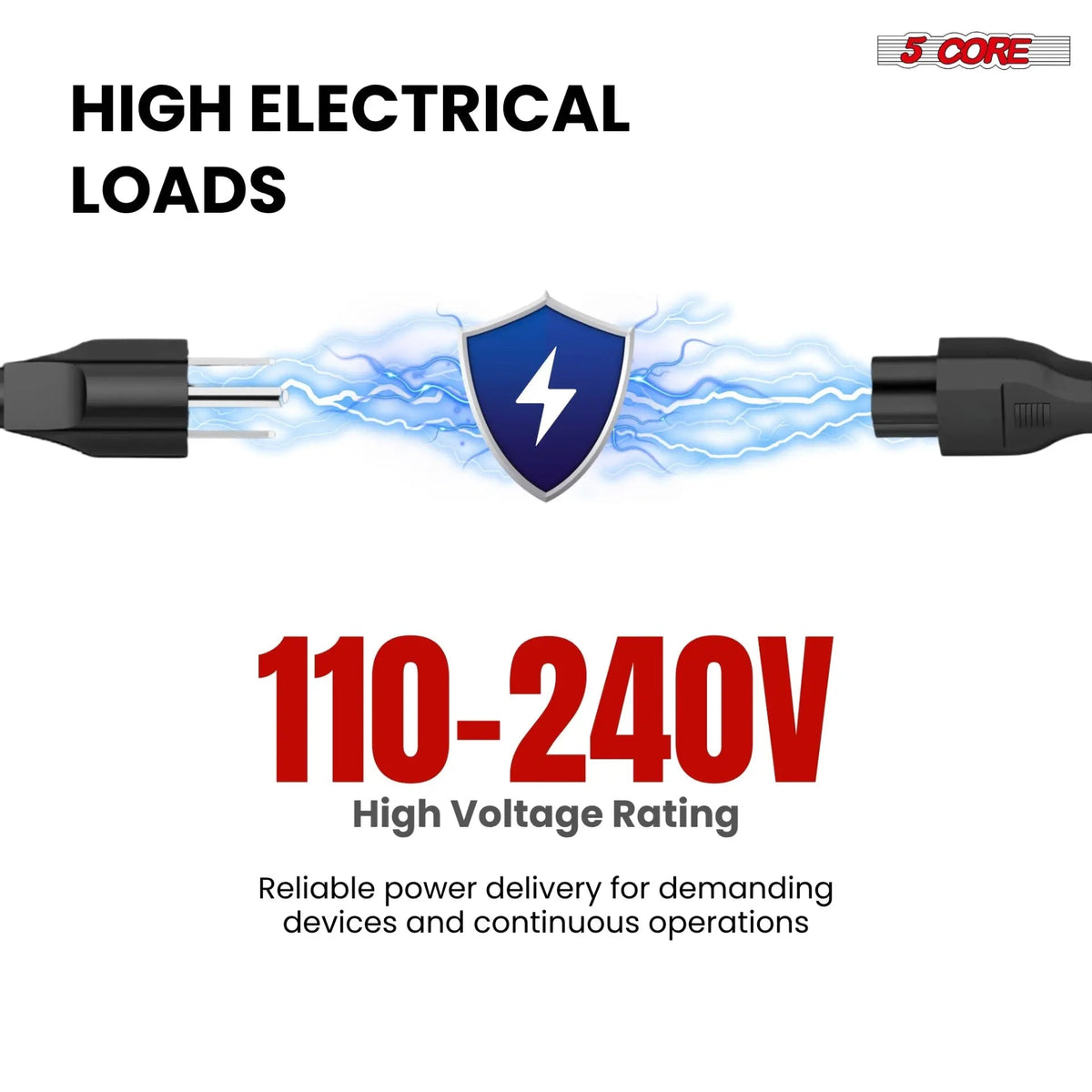 5 Core 3 Prong AC Laptop Notebook Power Cord 6Ft Universal Replacement Computer Cable - HONORABLE VETERANS SOLUTIONS