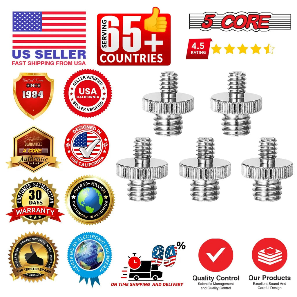 5 Core 3/8 to 1/4 Adapter 5Pcs Camera Mount Durable Tripod Screw Adapter for DSLR Monopod Microphone - HONORABLE VETERANS SOLUTIONS