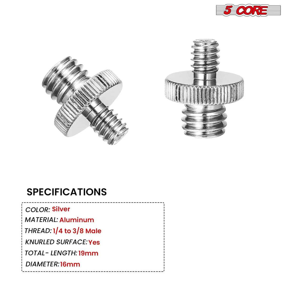 5 Core 3/8 to 1/4 Adapter 5Pcs Camera Mount Durable Tripod Screw Adapter for DSLR Monopod Microphone - HONORABLE VETERANS SOLUTIONS