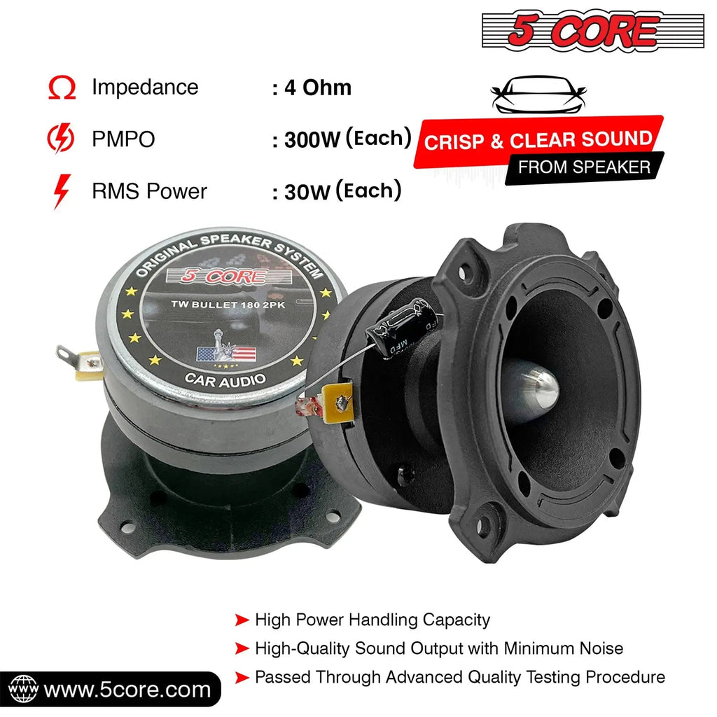 5 Core 6.5 Inch Midrange Door Speaker + Tweeter Combo 580W PMPO Subwoofer Audio 300W PMPO Tweeters - HONORABLE VETERANS SOLUTIONS