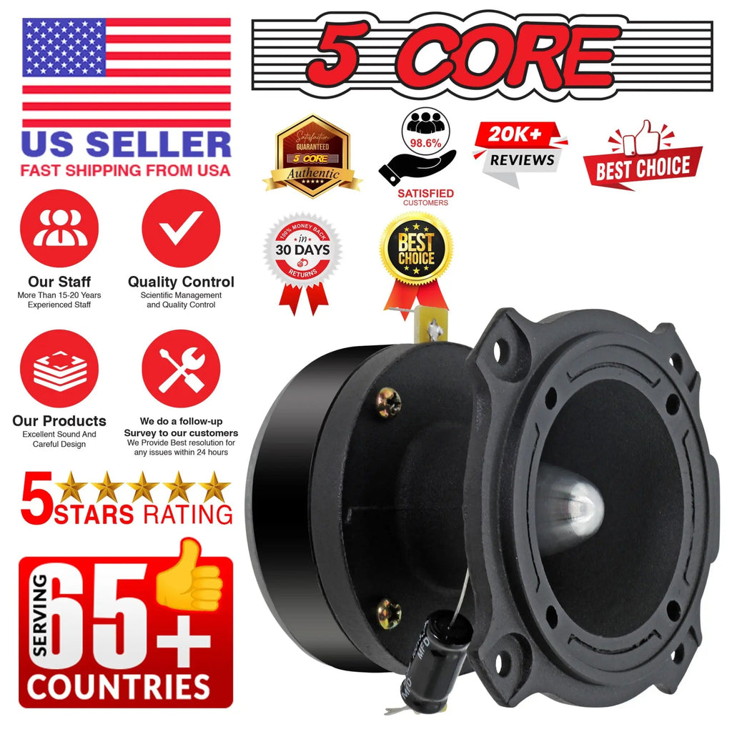 5 Core 6.5 Inch Midrange Door Speaker + Tweeter Combo 580W PMPO Subwoofer Audio 300W PMPO Tweeters - HONORABLE VETERANS SOLUTIONS