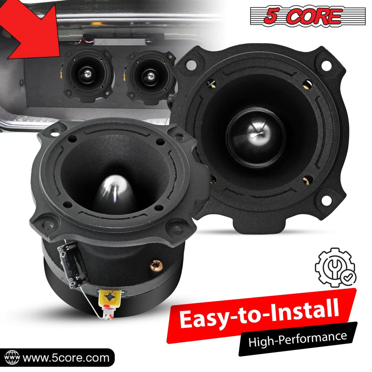 5 Core 6.5 Inch Midrange Door Speaker + Tweeter Combo 580W PMPO Subwoofer Audio 300W PMPO Tweeters - HONORABLE VETERANS SOLUTIONS