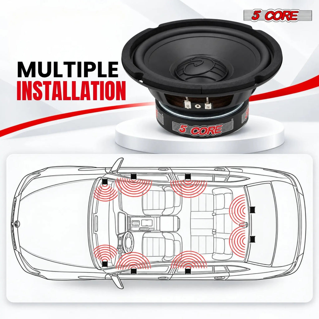 5 Core 8 Inch Car Audio Subwoofer 1000W 4Ohm Shallow Mount Replacement Deep Bass Woofer Speaker - HONORABLE VETERANS SOLUTIONS
