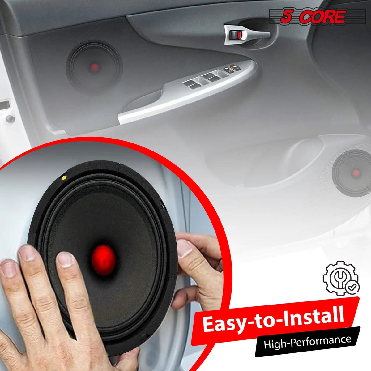 5 Core 8" Subwoofer Speaker 500W Mid Range Car Audio Sub Woofer 4Ohm Deep Bass Replacement Driver - HONORABLE VETERANS SOLUTIONS