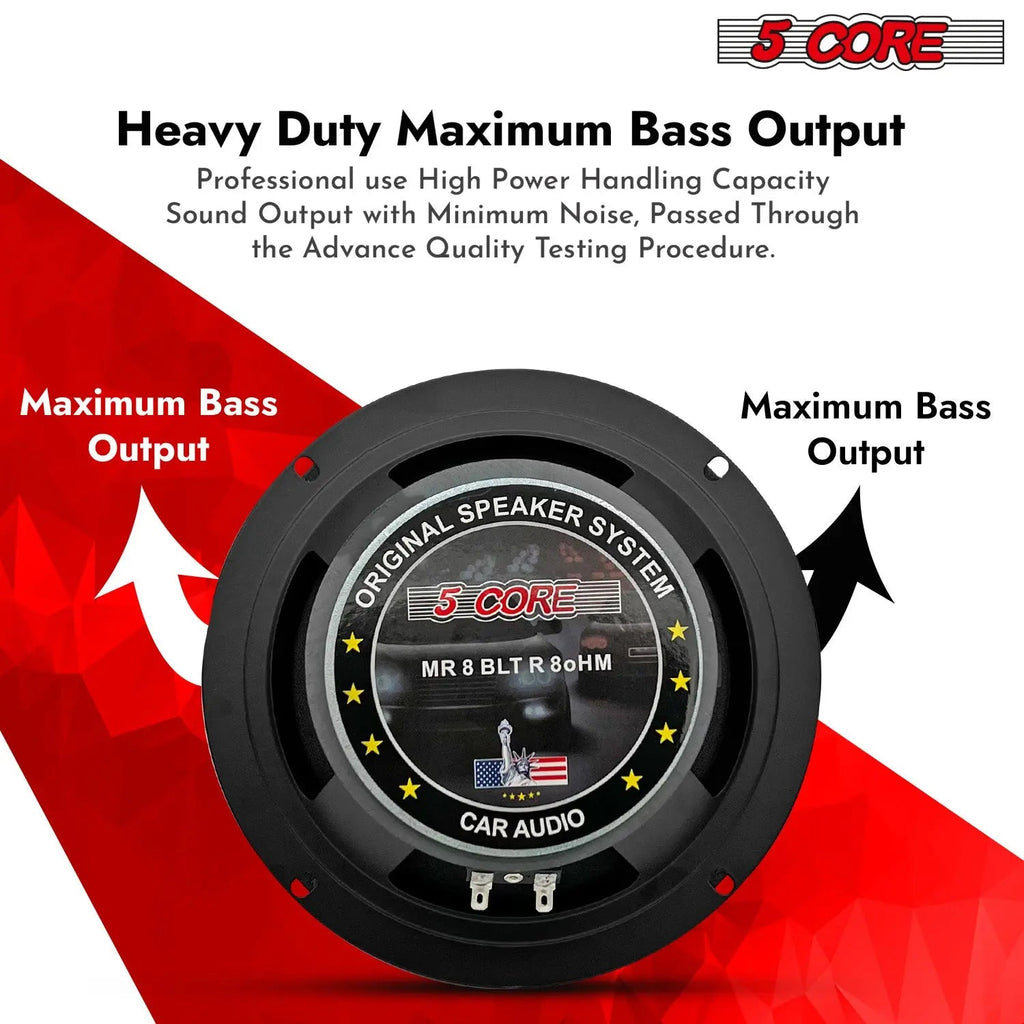 5 Core 8" Subwoofer Speaker 500W Mid Range PA DJ Audio Sub Woofer 8Ohm Deep Bass Replacement Driver - HONORABLE VETERANS SOLUTIONS