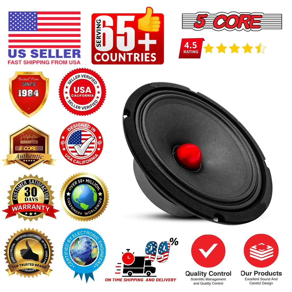 5 Core 8" Subwoofer Speaker 500W Mid Range PA DJ Audio Sub Woofer 8Ohm Deep Bass Replacement Driver - HONORABLE VETERANS SOLUTIONS