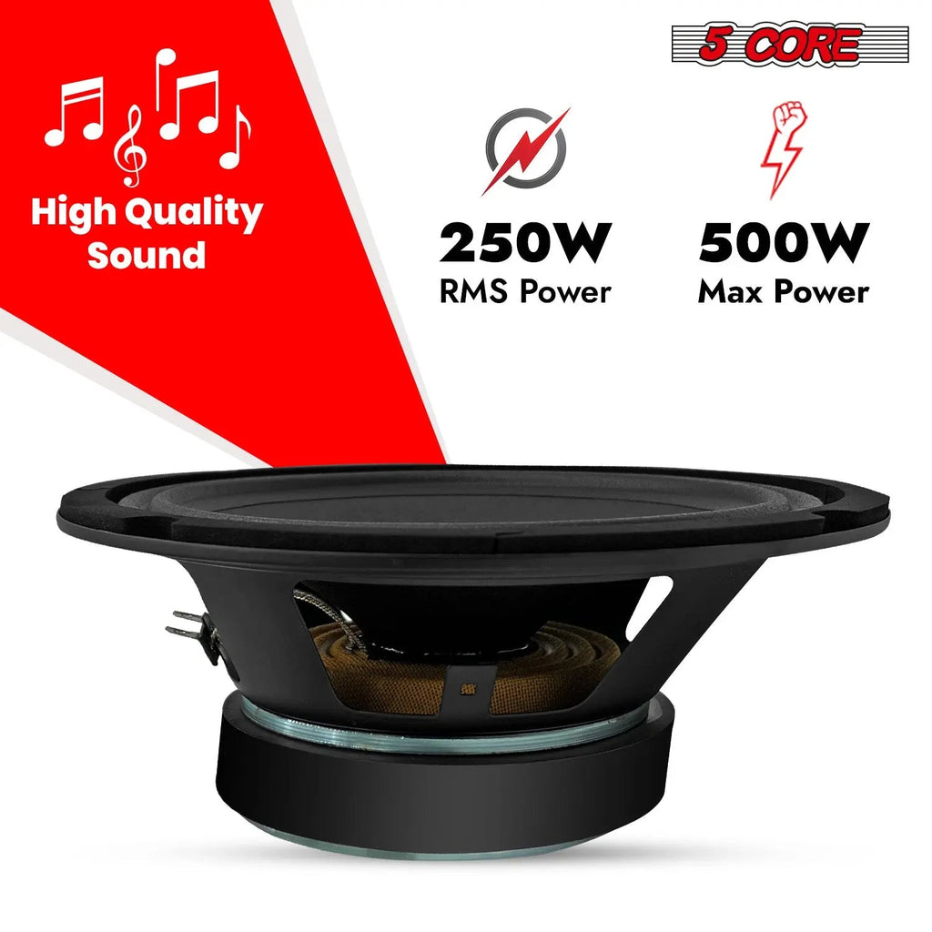 5 Core 8" Subwoofer Speaker Pair 500W Mid Range Car Audio Sub Woofer 4Ohm Bass Replacement Driver - HONORABLE VETERANS SOLUTIONS