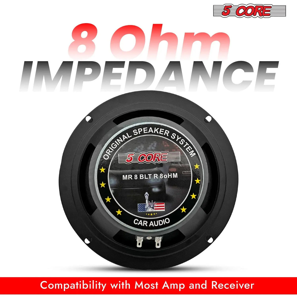 5 Core 8" Subwoofer Speaker Pair 500W Mid Range PA DJ Audio Sub Woofer 8Ohm Bass Replacement Driver - HONORABLE VETERANS SOLUTIONS