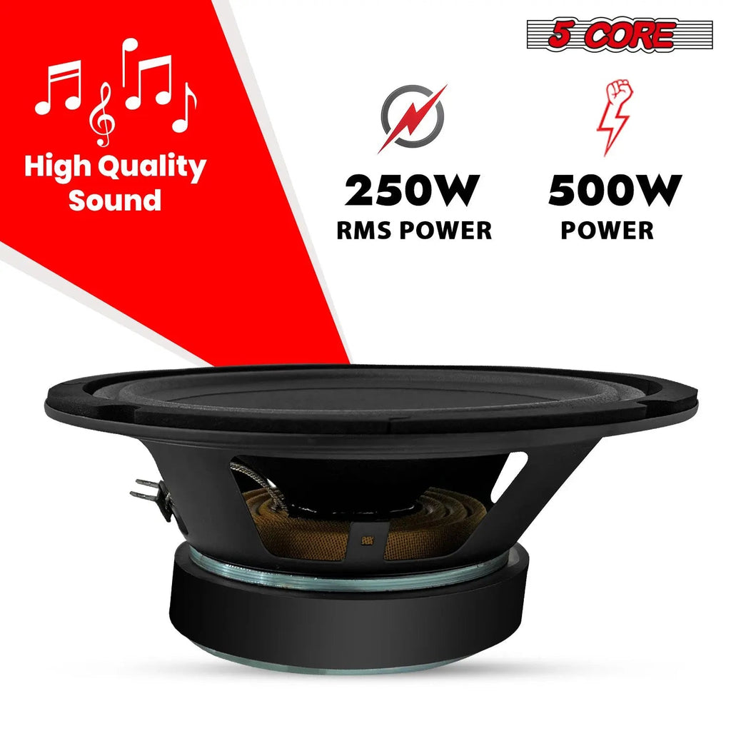 5 Core 8" Subwoofer Speaker Pair 500W Mid Range PA DJ Audio Sub Woofer 8Ohm Bass Replacement Driver - HONORABLE VETERANS SOLUTIONS
