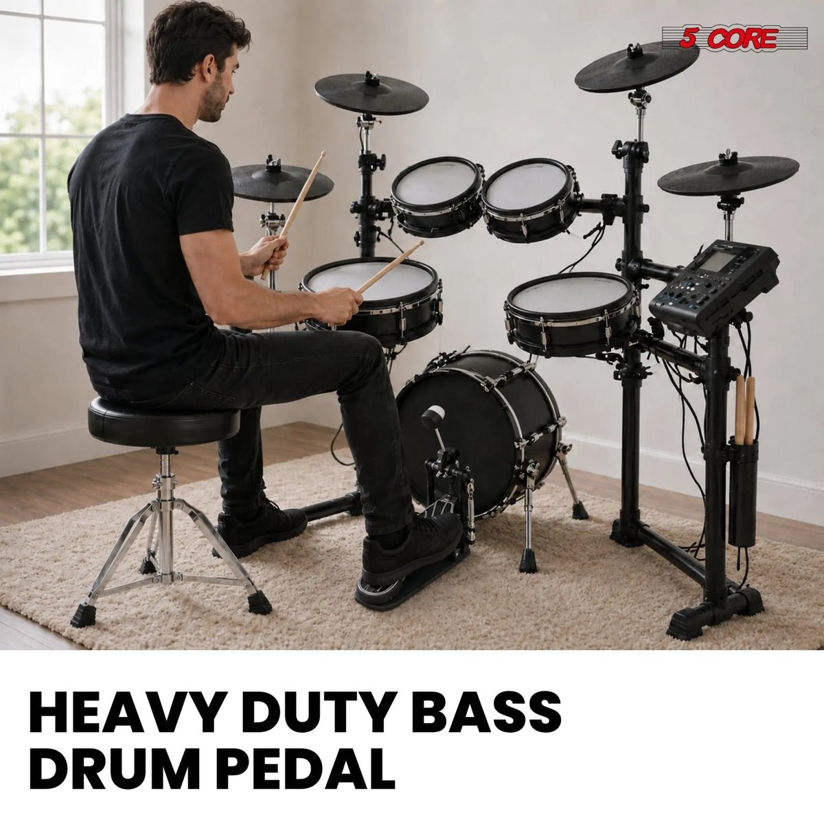 5 Core Bass Drum Pedal Mount Adjustable Felt Beater Head Single Chain Heavyduty Kick Drum Foot Pedal - HONORABLE VETERANS SOLUTIONS