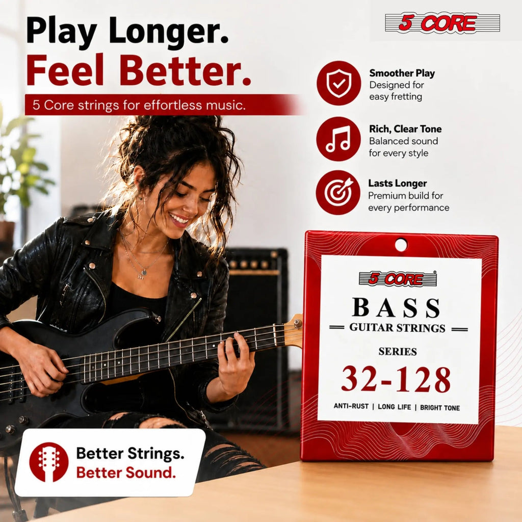 5 Core Bass Guitar Strings Brass Phosphor Bronze Extra Light Gauge Bright Tone 6 String Set - HONORABLE VETERANS SOLUTIONS