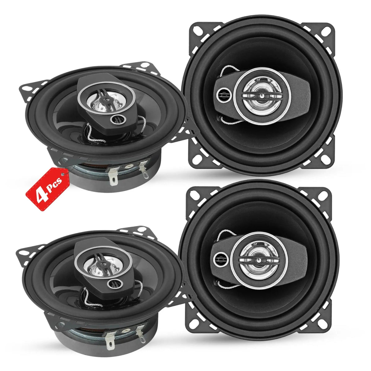 5 Core Car Audio 4 inch Coaxial Speakers 4Pcs 2 Way 250W 4Ohm Replacement Driver w Dome Tweeters - HONORABLE VETERANS SOLUTIONS