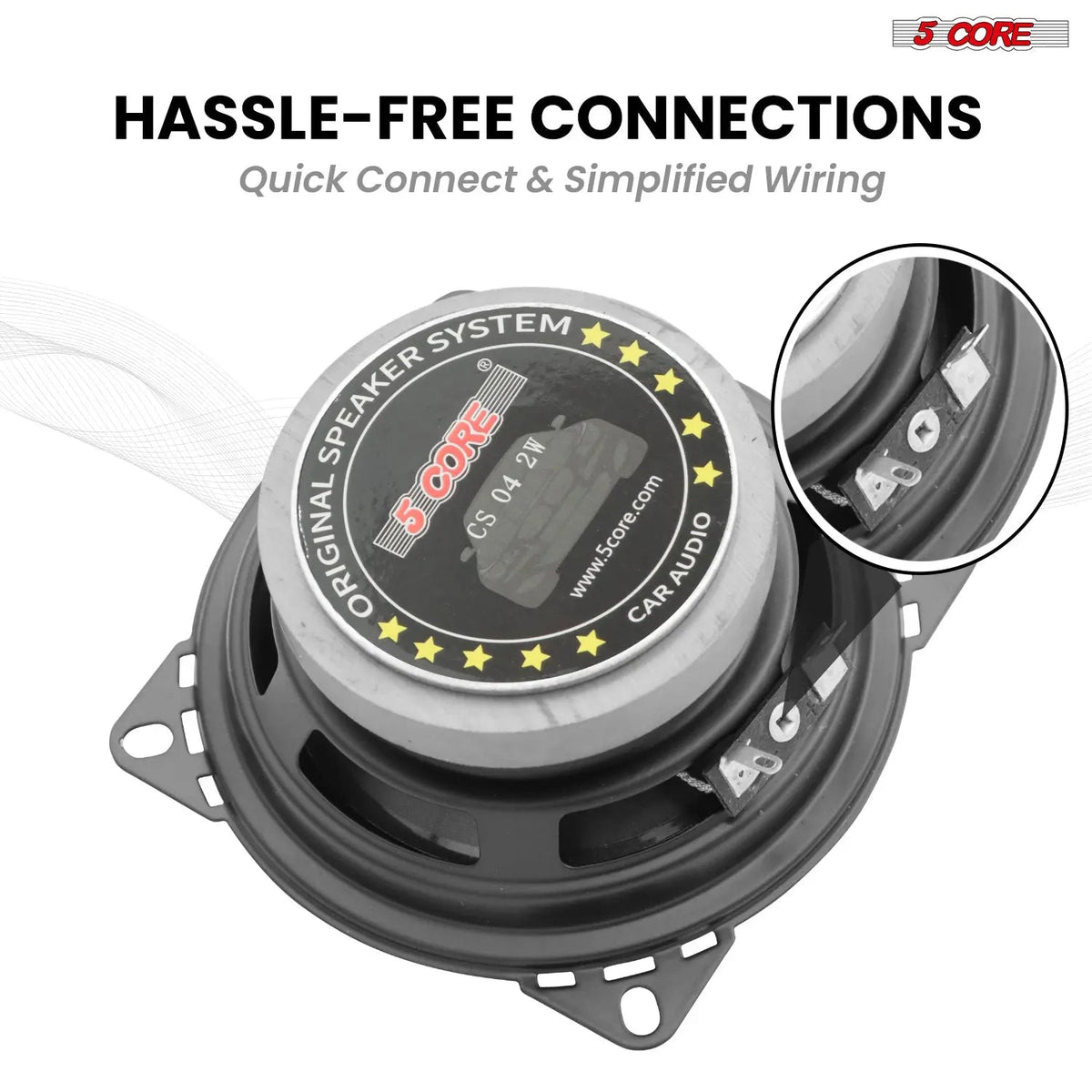 5 Core Car Audio 4 inch Coaxial Speakers 4Pcs 2 Way 250W 4Ohm Replacement Driver w Dome Tweeters - HONORABLE VETERANS SOLUTIONS