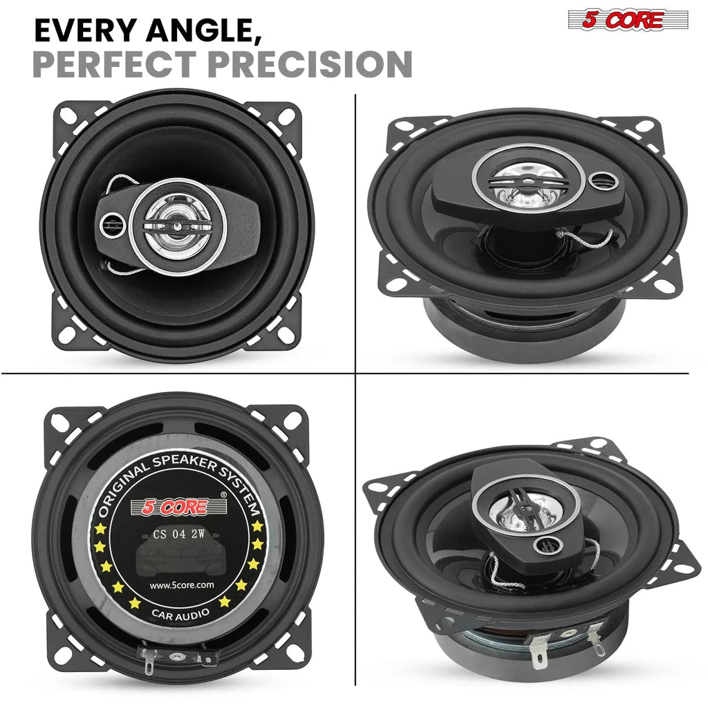 5 Core Car Audio 4 inch Coaxial Speakers 4Pcs 2 Way 250W 4Ohm Replacement Driver w Dome Tweeters - HONORABLE VETERANS SOLUTIONS