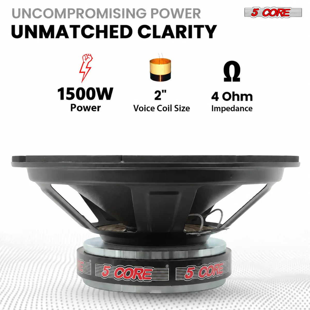 5 Core Car Subwoofer 2Pc 10" 1500W Pro Audio Deep Bass Component Sub Woofer 4Ohm Replacement Speaker - HONORABLE VETERANS SOLUTIONS