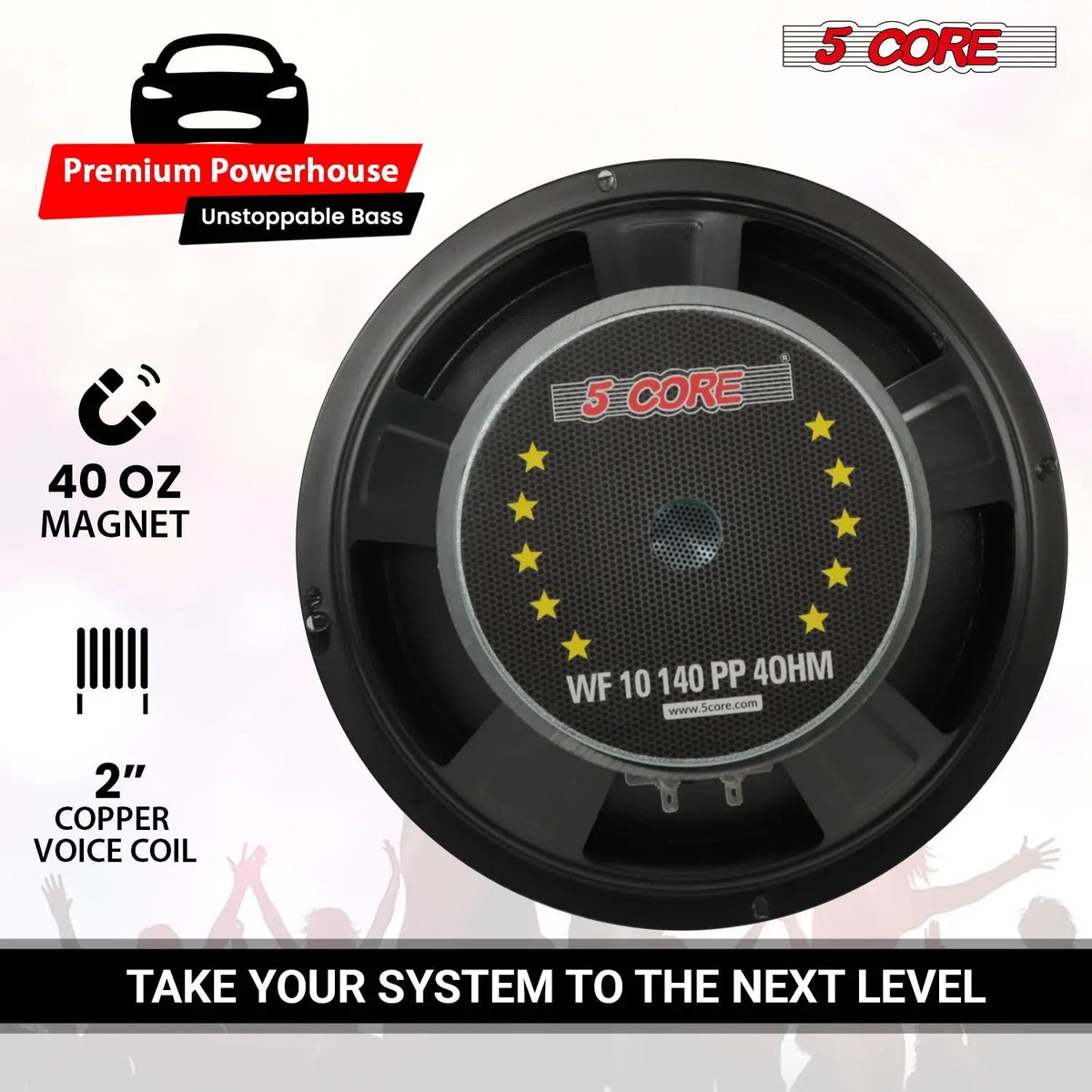 5 Core Car Subwoofer 2Pc 10" 1500W Pro Audio Deep Bass Component Sub Woofer 4Ohm Replacement Speaker - HONORABLE VETERANS SOLUTIONS