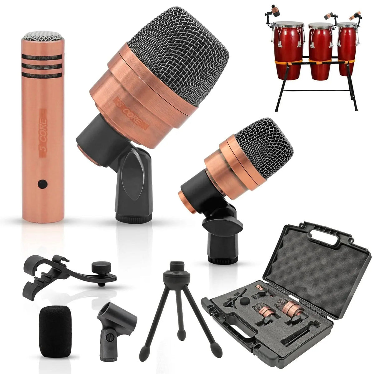 5 Core Conga Mic Snare Tom Microphone Drum Kit Condenser XLR Instrument Mics - HONORABLE VETERANS SOLUTIONS