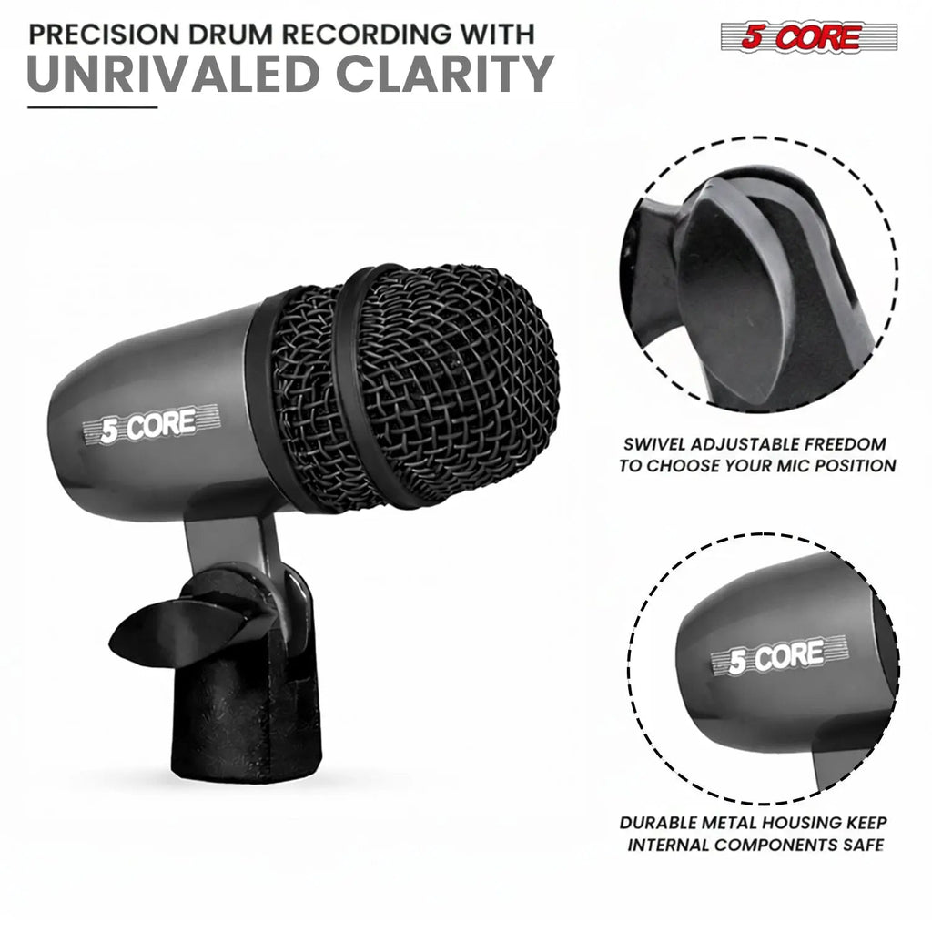 5 Core Conga Mic Snare Tom Microphone Drum Kit Condenser XLR Instrument Mics - HONORABLE VETERANS SOLUTIONS