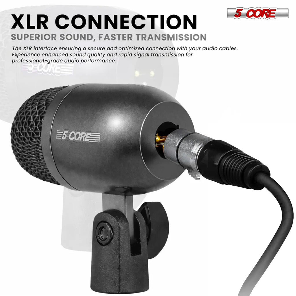 5 Core Conga Mic Snare Tom Microphone Drum Kit Condenser XLR Instrument Mics - HONORABLE VETERANS SOLUTIONS