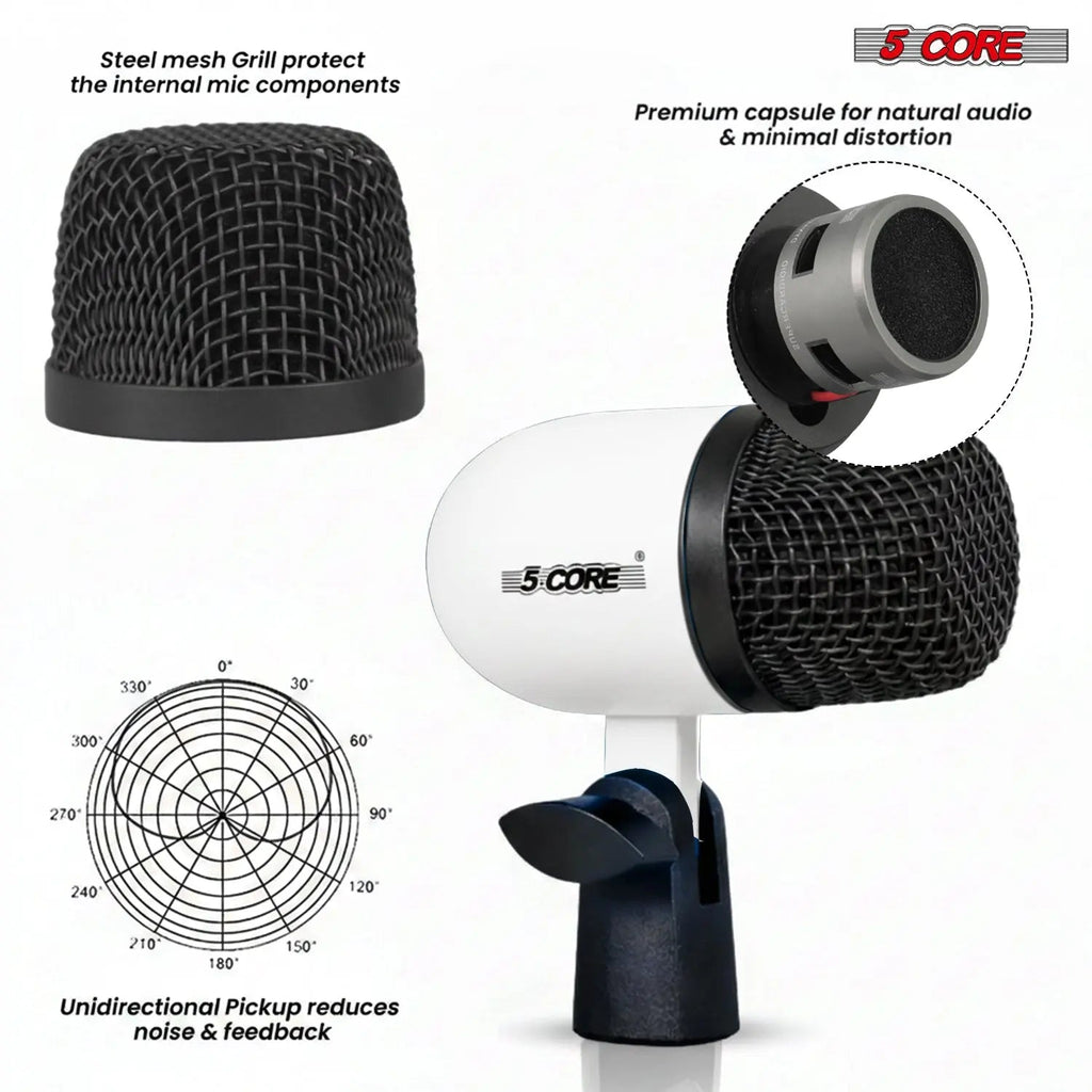 5 Core Conga Mic Snare Tom Set Professional XLR Cardioid Condenser Instrument Microphone Kit - HONORABLE VETERANS SOLUTIONS
