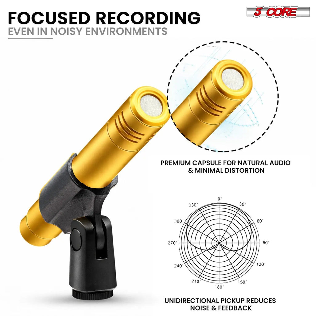 5 Core Drum Microphone Kit 7 Piece All Metal Drummer Instrument Mics Tom/Snare & Cymbals Set - HONORABLE VETERANS SOLUTIONS