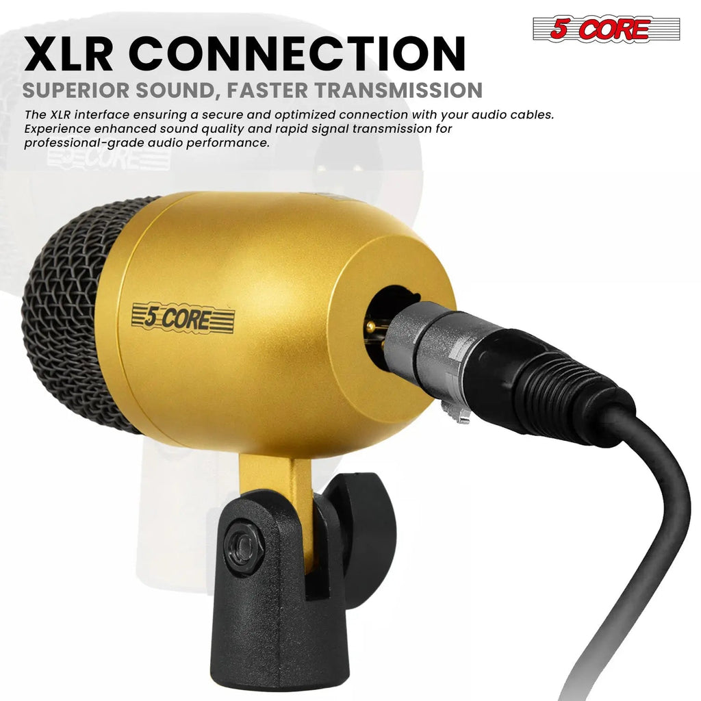5 Core Drum Microphone Kit 7 Piece All Metal Drummer Instrument Mics Tom/Snare & Cymbals Set - HONORABLE VETERANS SOLUTIONS