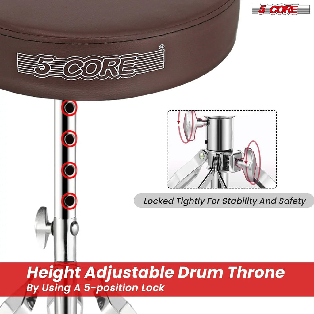 5 Core Drum Throne 3" Padded Drum Seat Height Adjustable Drumming Chair for Practice and Performance - HONORABLE VETERANS SOLUTIONS