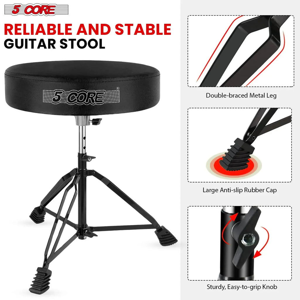 5 Core Drum Throne 3" Padded Drum Seat Height Adjustable Drumming Chair for Practice and Performance - HONORABLE VETERANS SOLUTIONS