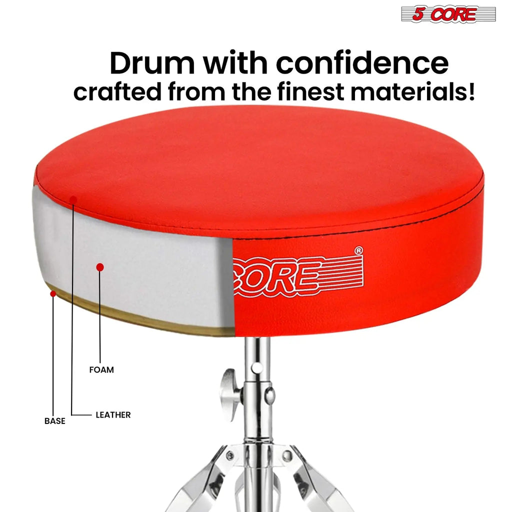5 Core Drum Throne 3" Padded Drum Seat Height Adjustable Drumming Chair for Practice and Performance - HONORABLE VETERANS SOLUTIONS