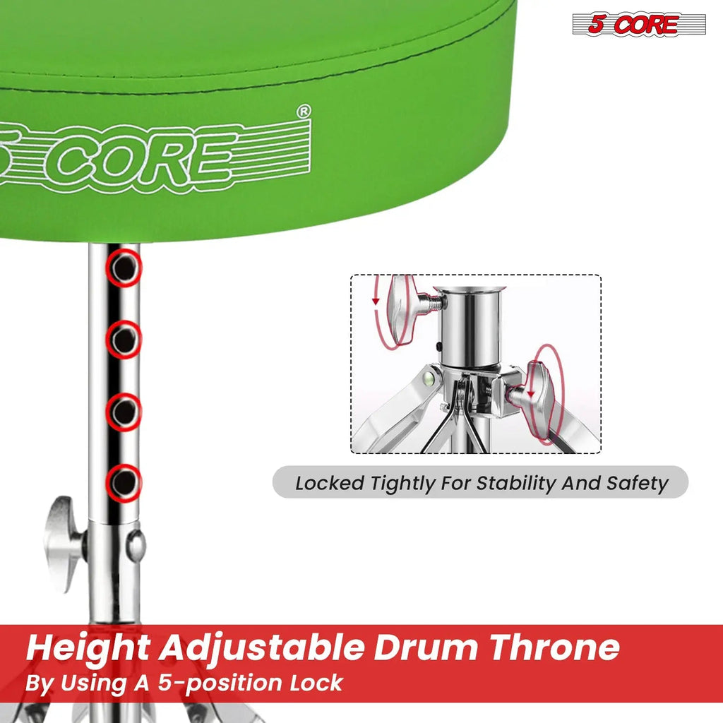 5 Core Drum Throne 3" Padded Drum Seat Height Adjustable Drumming Chair for Practice and Performance - HONORABLE VETERANS SOLUTIONS