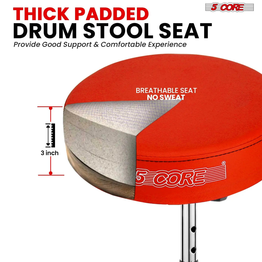 5 Core Drum Throne 3" Padded Drum Seat Height Adjustable Drumming Chair for Practice and Performance - HONORABLE VETERANS SOLUTIONS