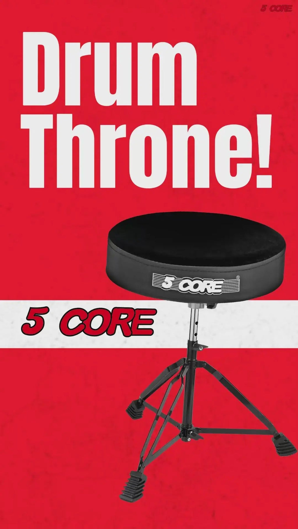 5 Core Drum Throne 3" Padded Drum Seat Height Adjustable Drumming Chair for Practice and Performance - HONORABLE VETERANS SOLUTIONS