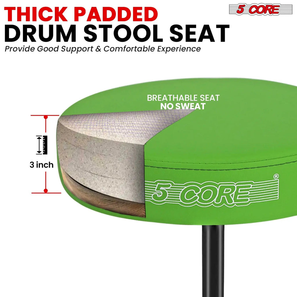 5 Core Drum Throne 3" Padded Seat Adjustable Drumming Chair for Practice and Performance - HONORABLE VETERANS SOLUTIONS