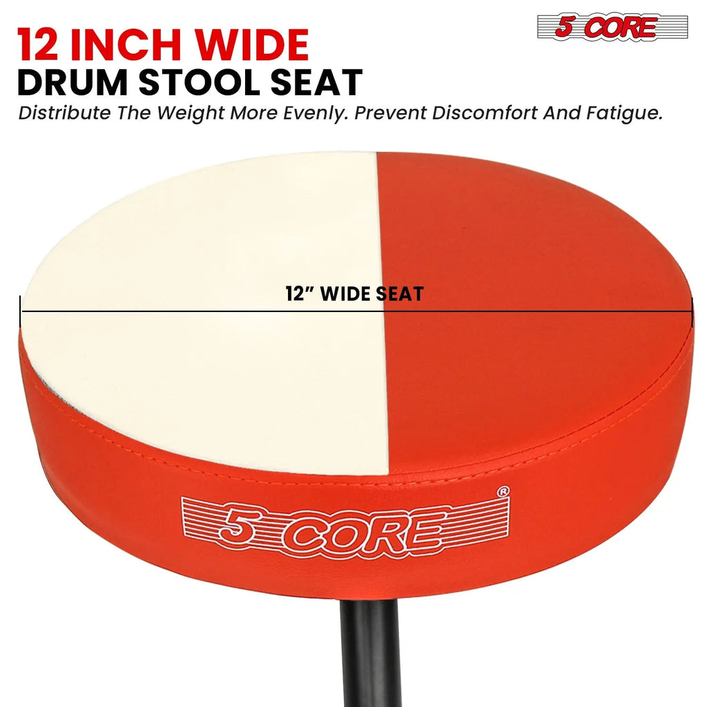 5 Core Drum Throne 3" Padded Seat Adjustable Drumming Chair for Practice and Performance - HONORABLE VETERANS SOLUTIONS