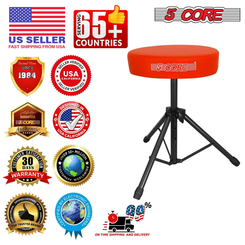 5 Core Drum Throne 3" Padded Seat Adjustable Drumming Chair for Practice and Performance - HONORABLE VETERANS SOLUTIONS