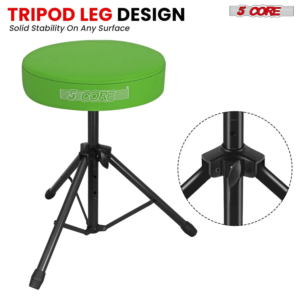 5 Core Drum Throne 3" Padded Seat Adjustable Drumming Chair for Practice and Performance - HONORABLE VETERANS SOLUTIONS