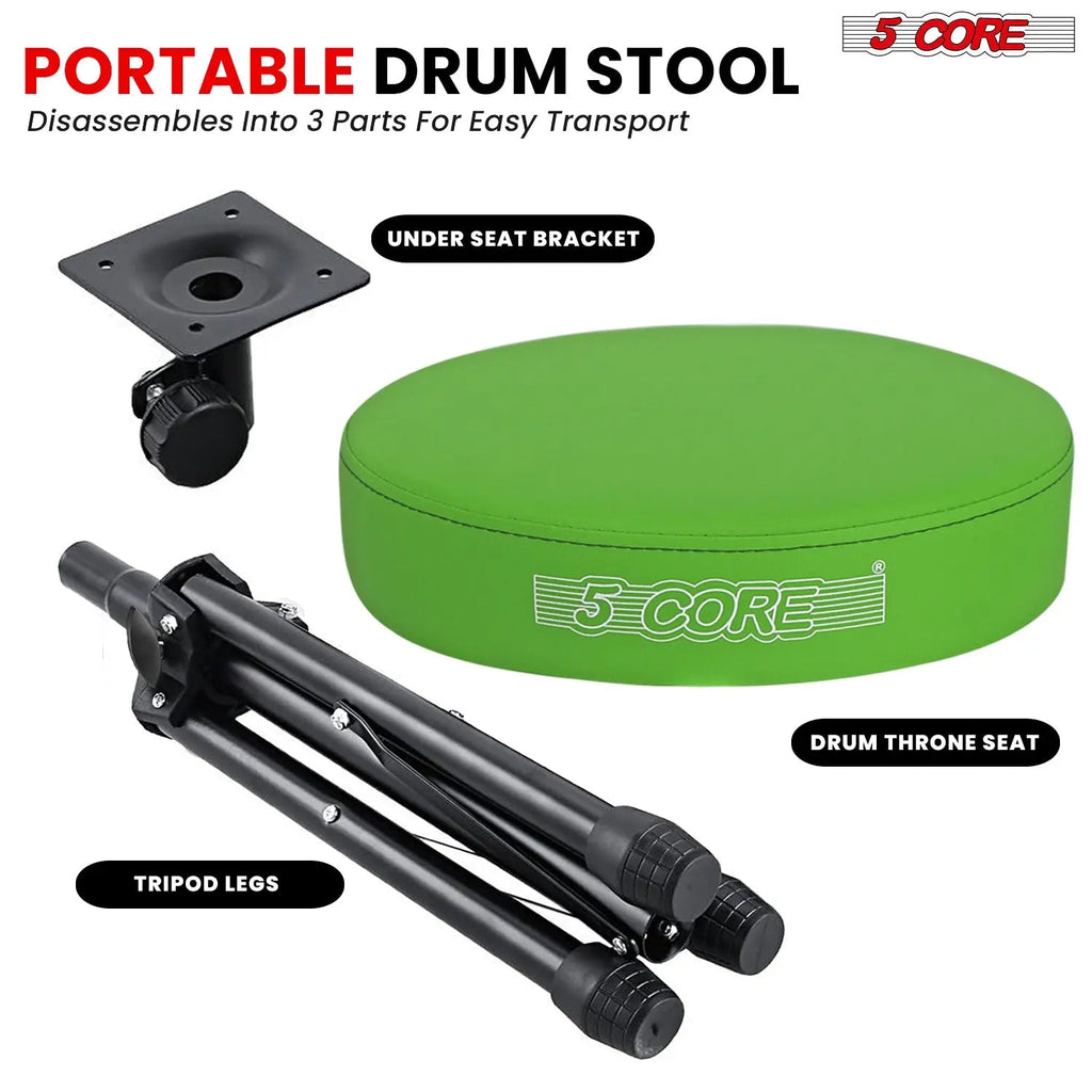 5 Core Drum Throne 3" Padded Seat Adjustable Drumming Chair for Practice and Performance - HONORABLE VETERANS SOLUTIONS