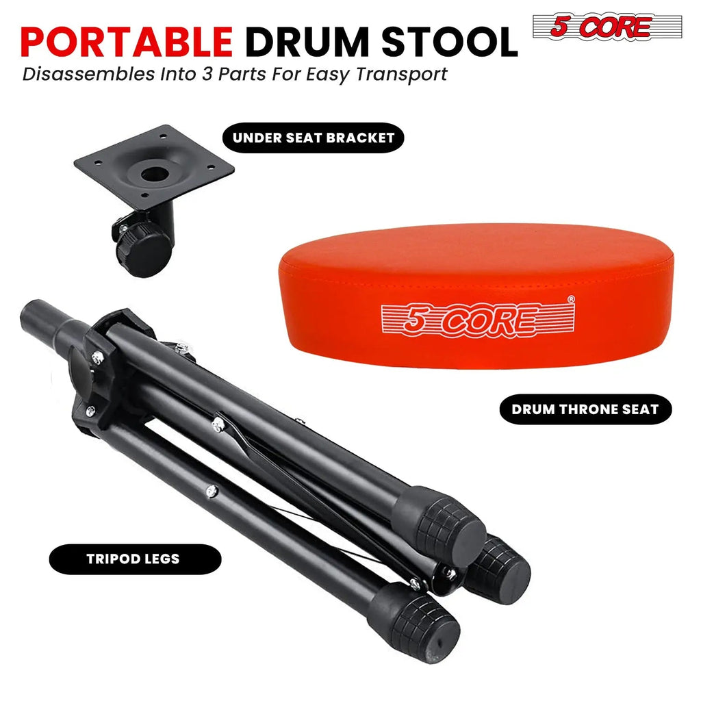 5 Core Drum Throne 3" Padded Seat Adjustable Drumming Chair for Practice and Performance - HONORABLE VETERANS SOLUTIONS