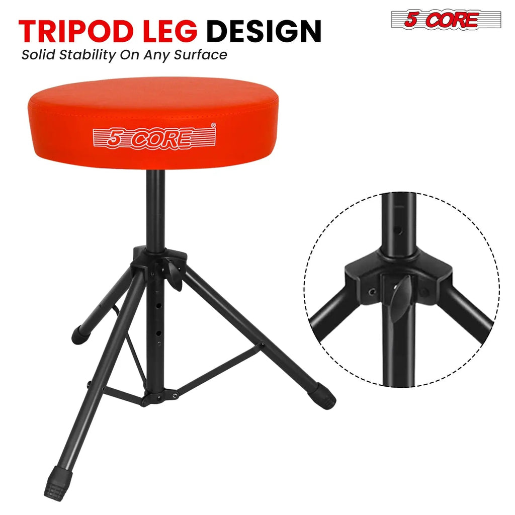 5 Core Drum Throne 3" Padded Seat Adjustable Drumming Chair for Practice and Performance - HONORABLE VETERANS SOLUTIONS