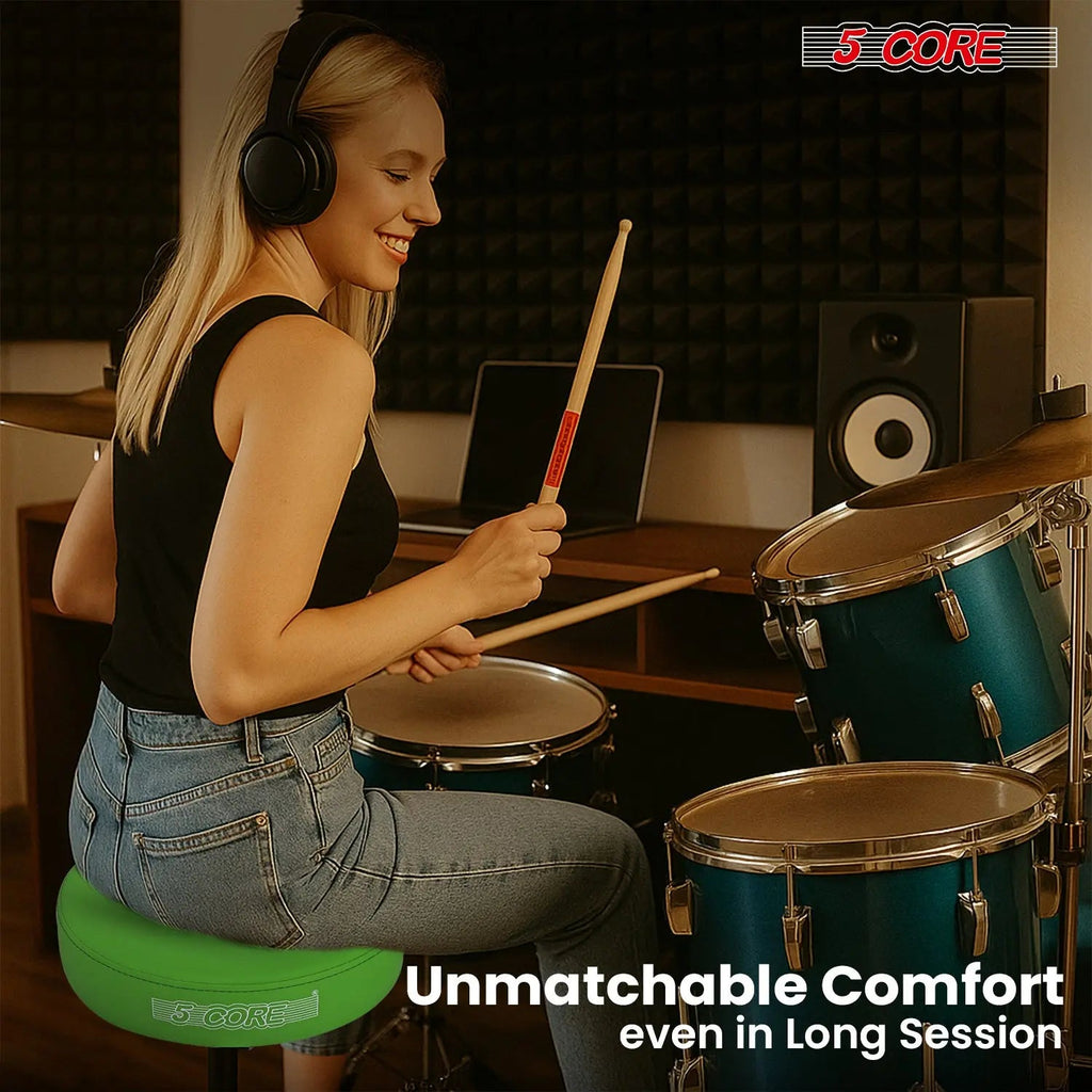 5 Core Drum Throne 3" Padded Seat Adjustable Drumming Chair for Practice and Performance - HONORABLE VETERANS SOLUTIONS
